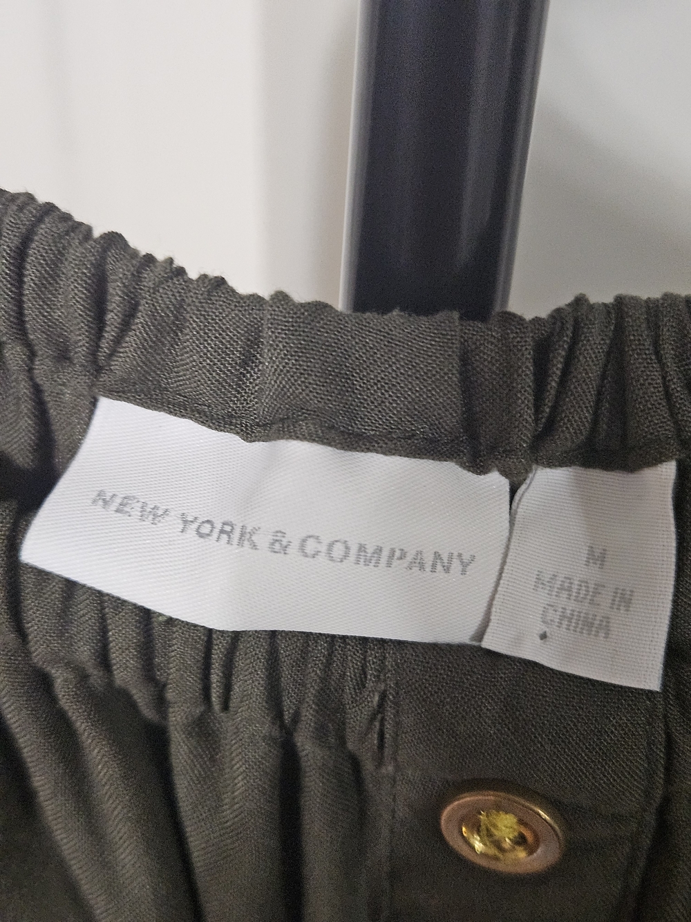 New York & Company Olive Utility Off-Shoulder Jumpsuit - Picture 8 of 8